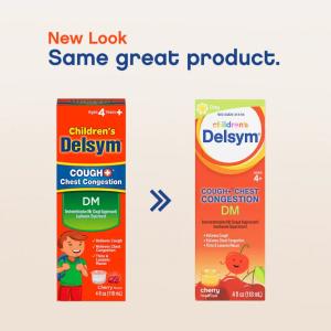 Delsym Children's DM Cough + Chest Congestion Relief Liquid Cherry 4 Oz