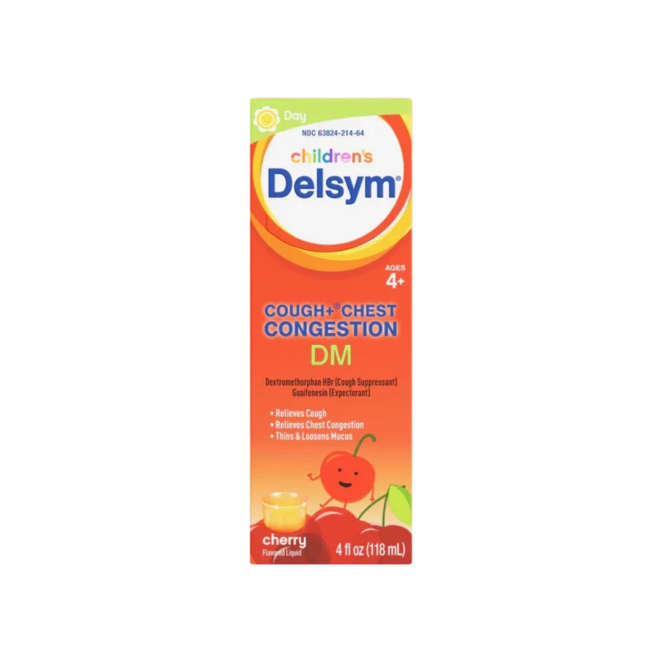 Delsym Children's DM Cough + Chest Congestion Relief Liquid Cherry 4 Oz