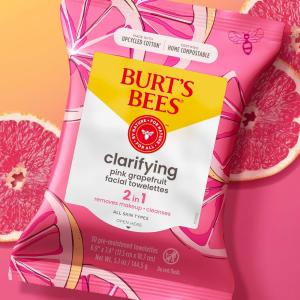 Burt's Bees Clarifying Facial Towelettes For All Skin Types Pink Grapefruit