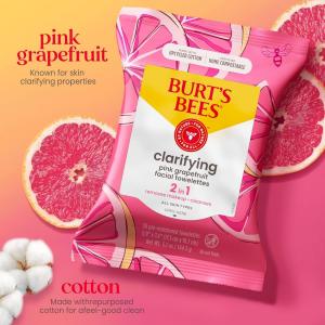 Burt's Bees Clarifying Facial Towelettes For All Skin Types Pink Grapefruit