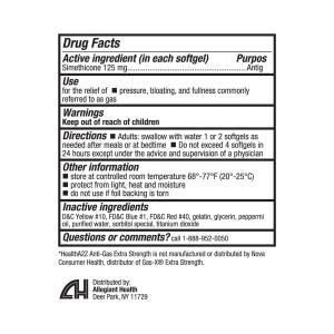 HealthA2Z A2 Softgels 125 Mg Extra Strength Anti Gas