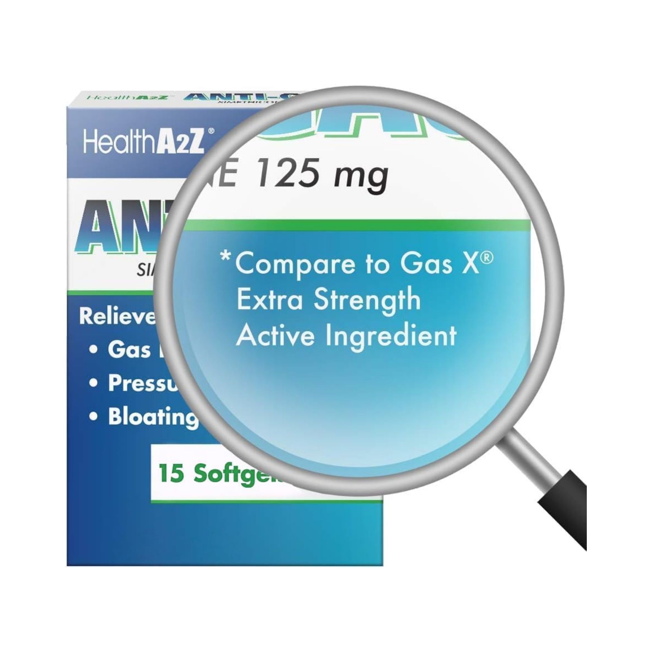 HealthA2Z A2 Softgels 125 Mg Extra Strength Anti Gas