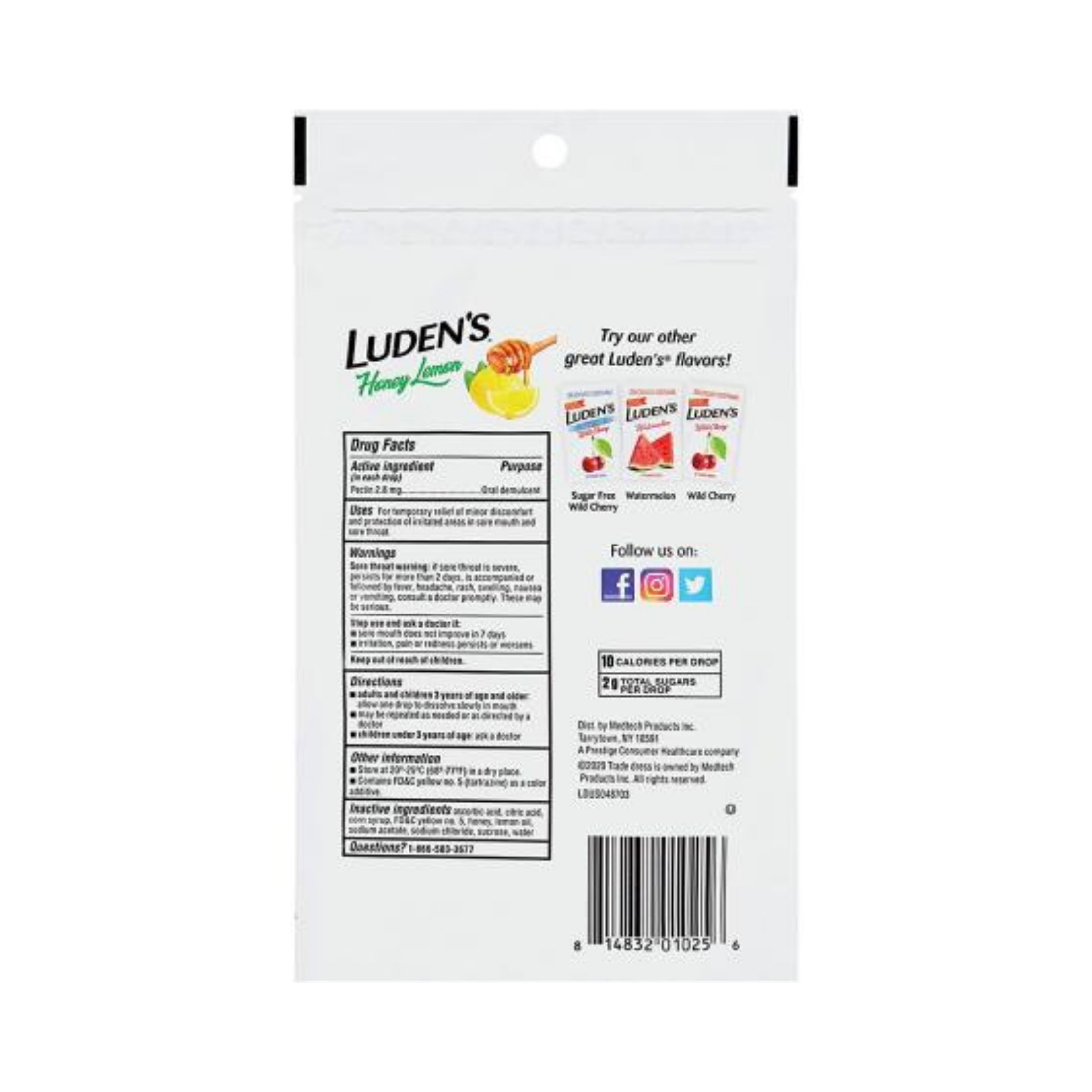 Luden's Deliciously Soothing Throat Drops, Honey Lemon Flavor, 25 Count