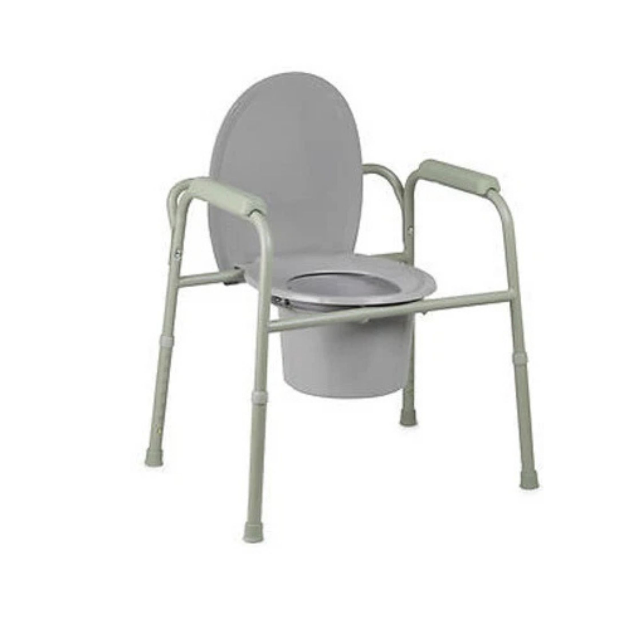 Cypress Medical Products Folding Commode Chair Fixed Arm Steel Back