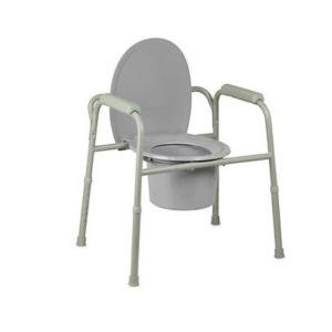 Cypress Medical Products Folding Commode Chair Fixed Arm Steel Back