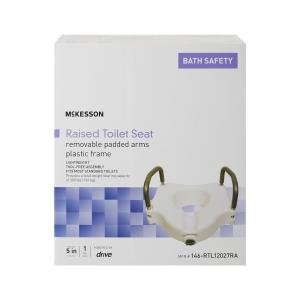 McKesson Raised Toilet Seat, Removable Arms, 5" Height