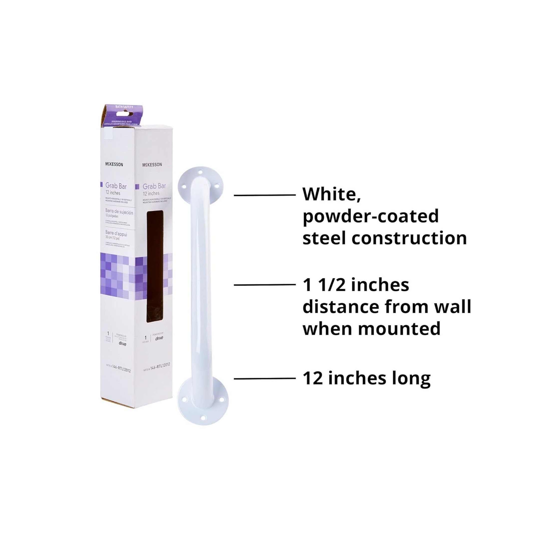 McKesson Mckeeson Grab Bar 12" Mount White