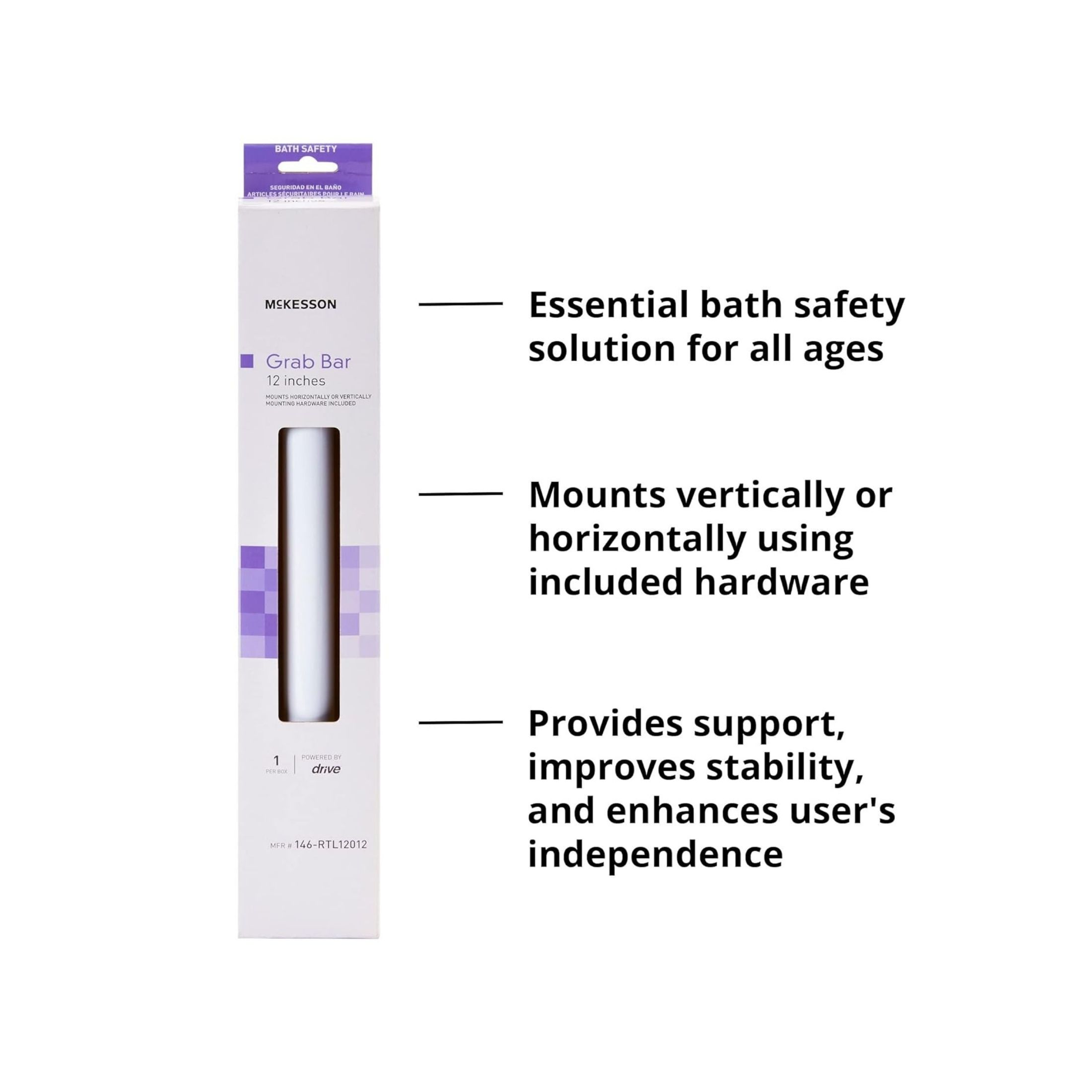 McKesson Mckeeson Grab Bar 12" Mount White