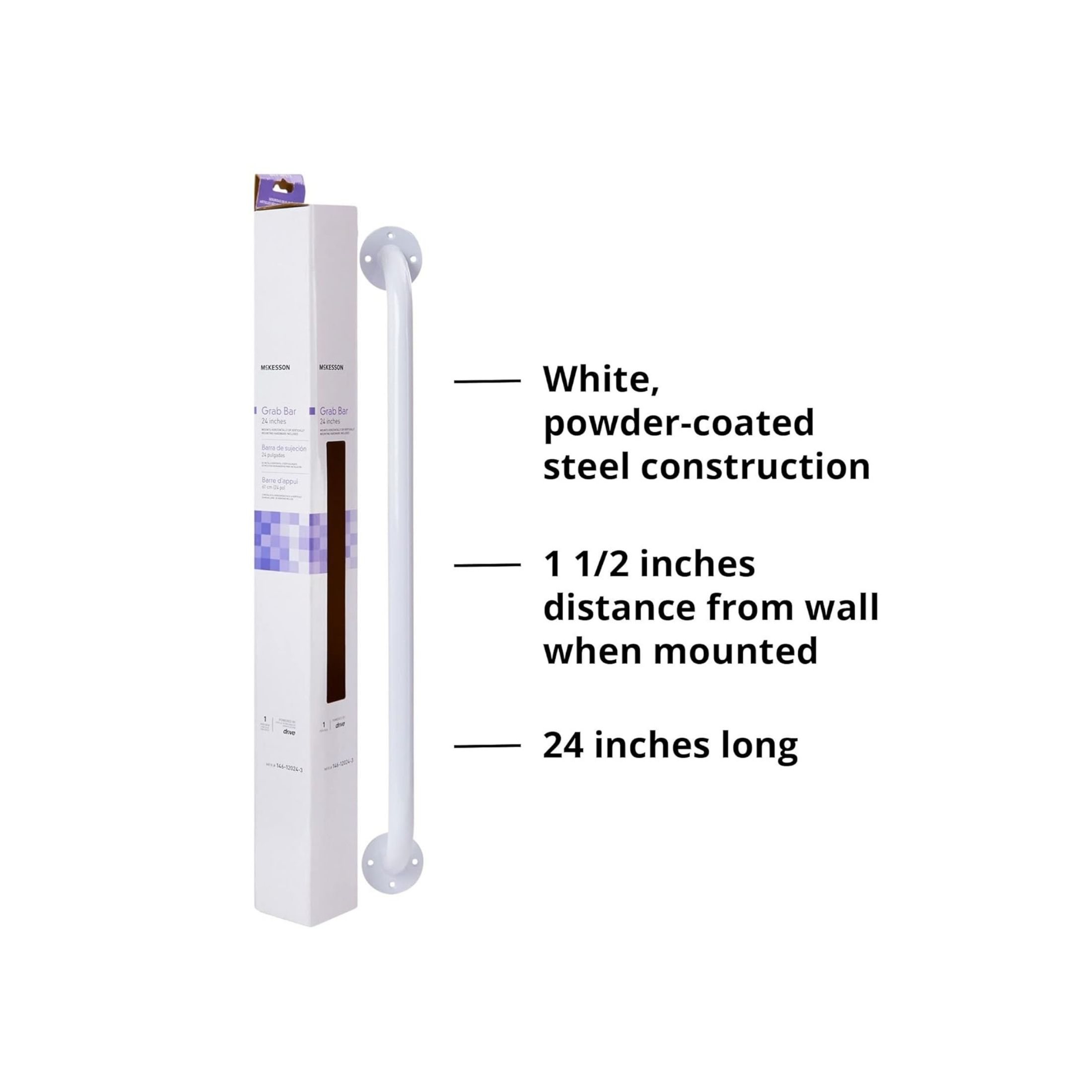 McKesson Wall Grab Bar White Steel