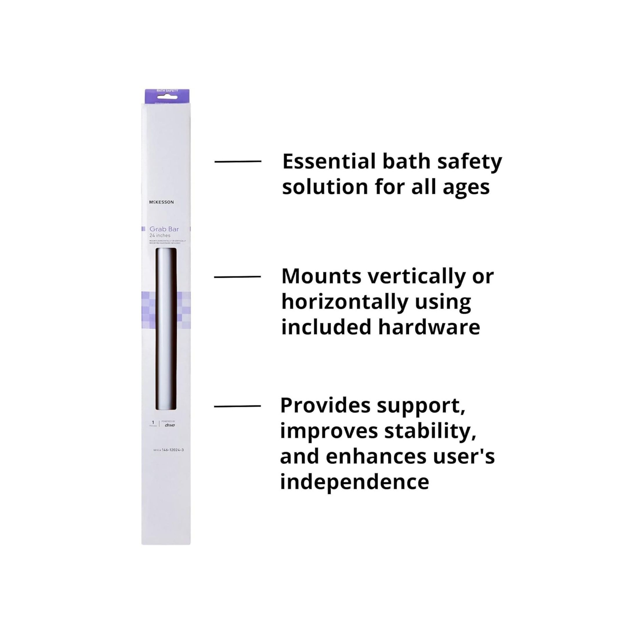 McKesson Wall Grab Bar White Steel