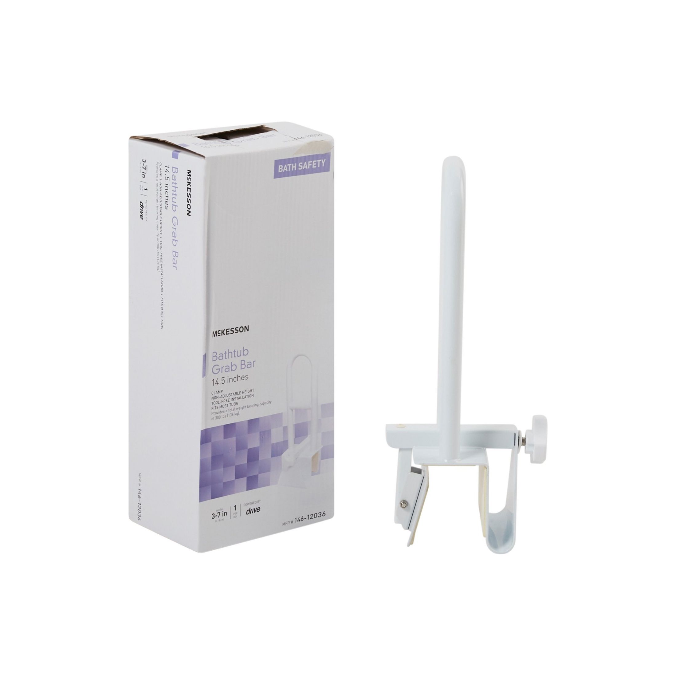 McKesson Bathtub Grab Bar 14.5 Inch White Steel