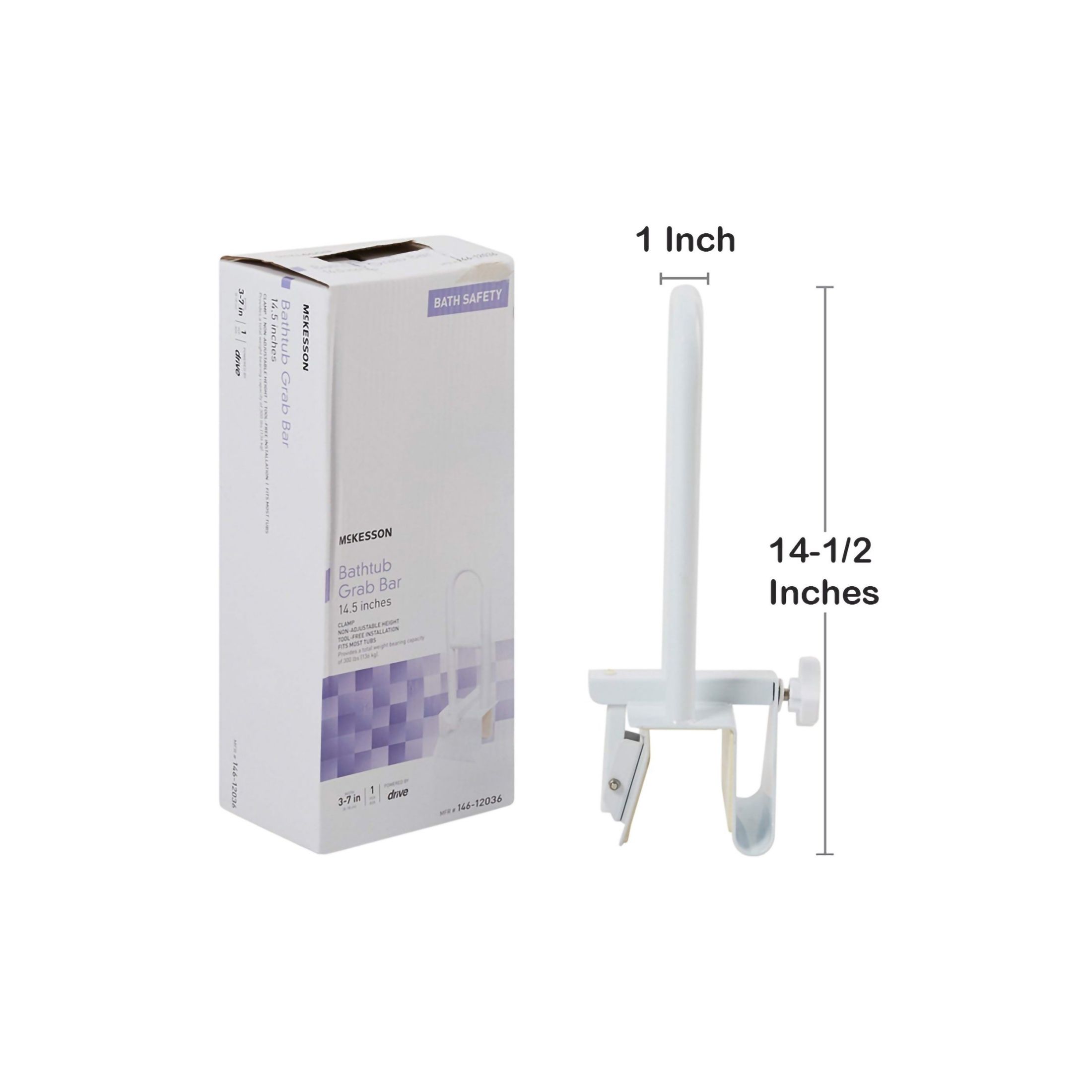 McKesson Bathtub Grab Bar 14.5 Inch White Steel