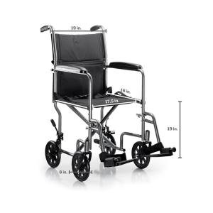 McKesson Lightweight Transport Wheelchair Steel 19" W 250 Lbs. Weight Capacity