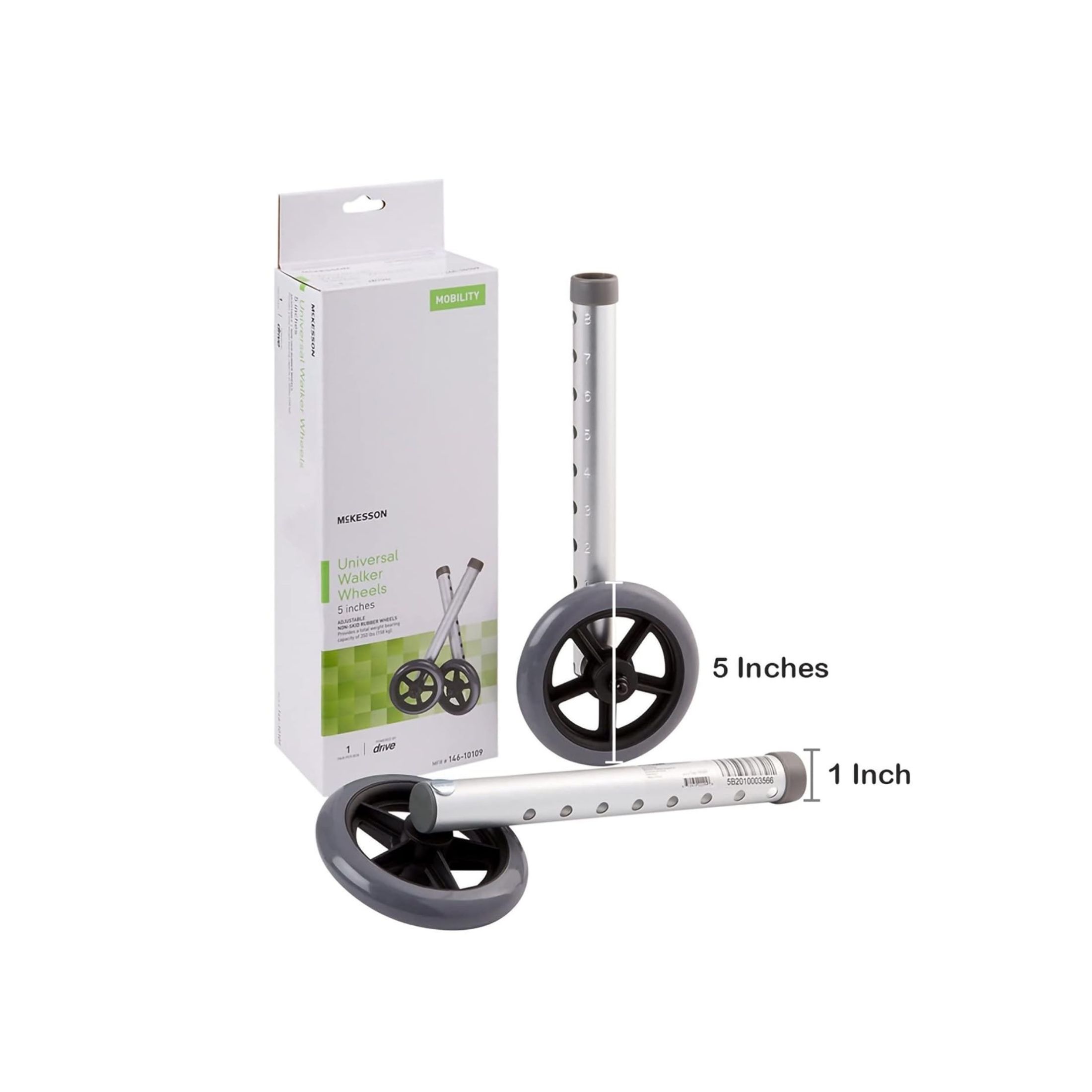 McKesson Universal Walker Wheels 5 Inch, 1 Pair