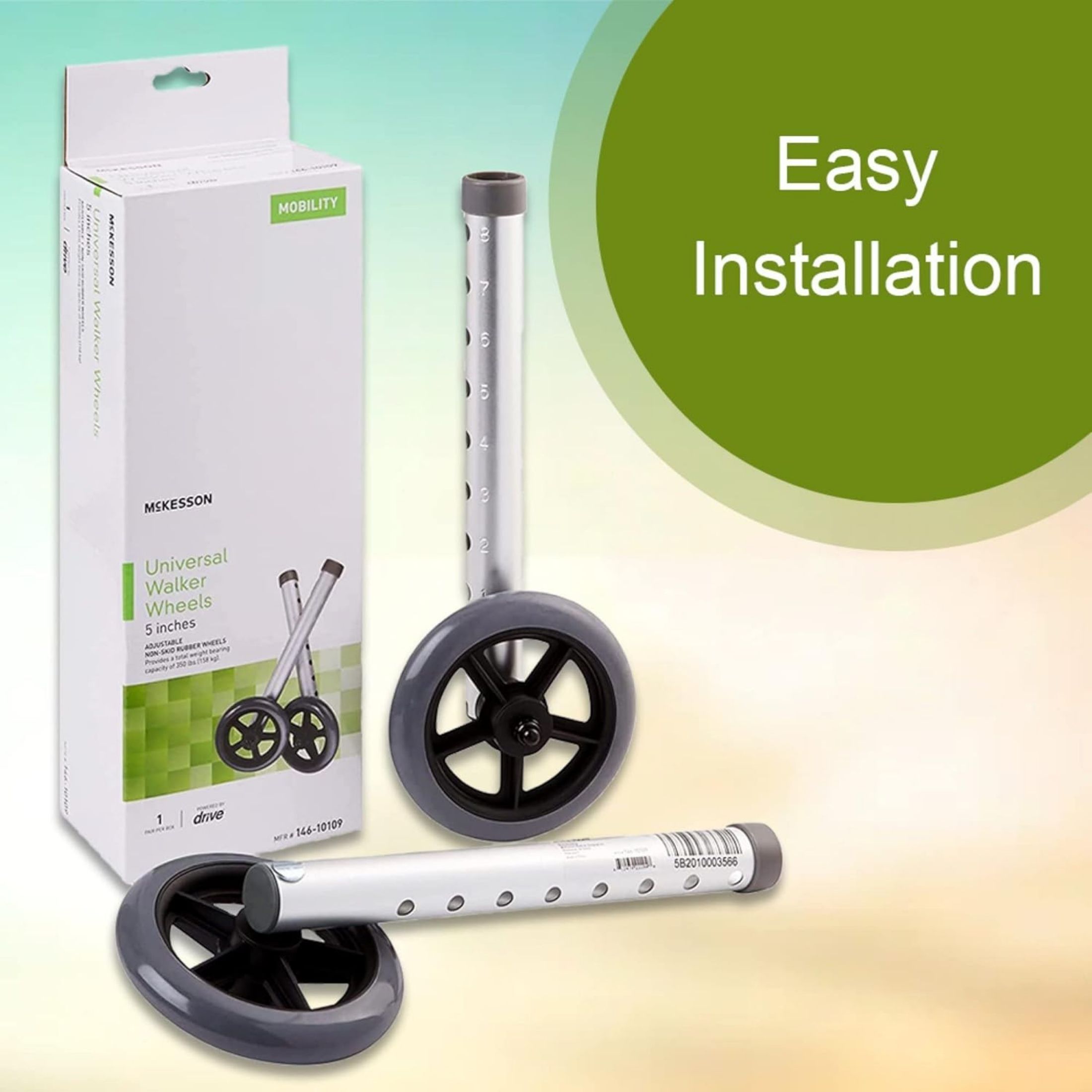 McKesson Universal Walker Wheels 5 Inch, 1 Pair