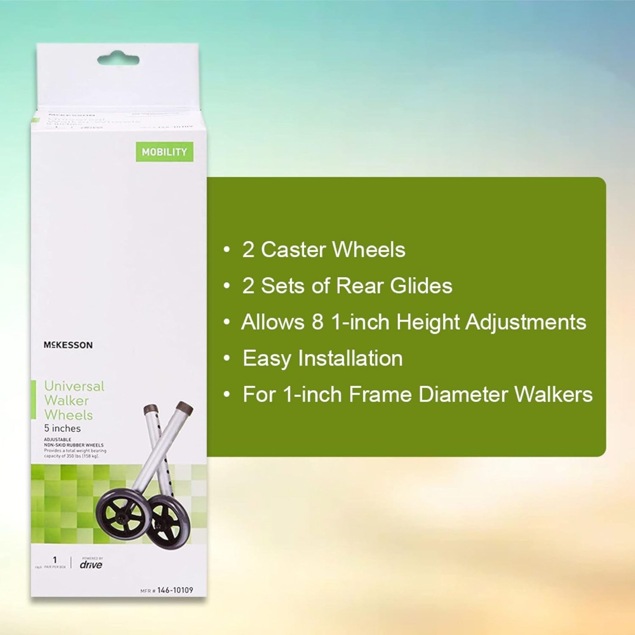 McKesson Universal Walker Wheels 5 Inch, 1 Pair