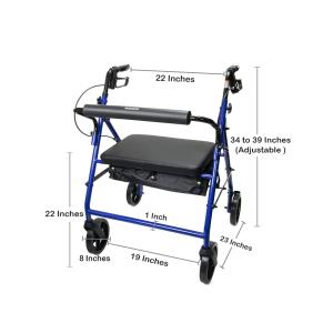 McKesson 4 Wheel Rollator - Blue/Black