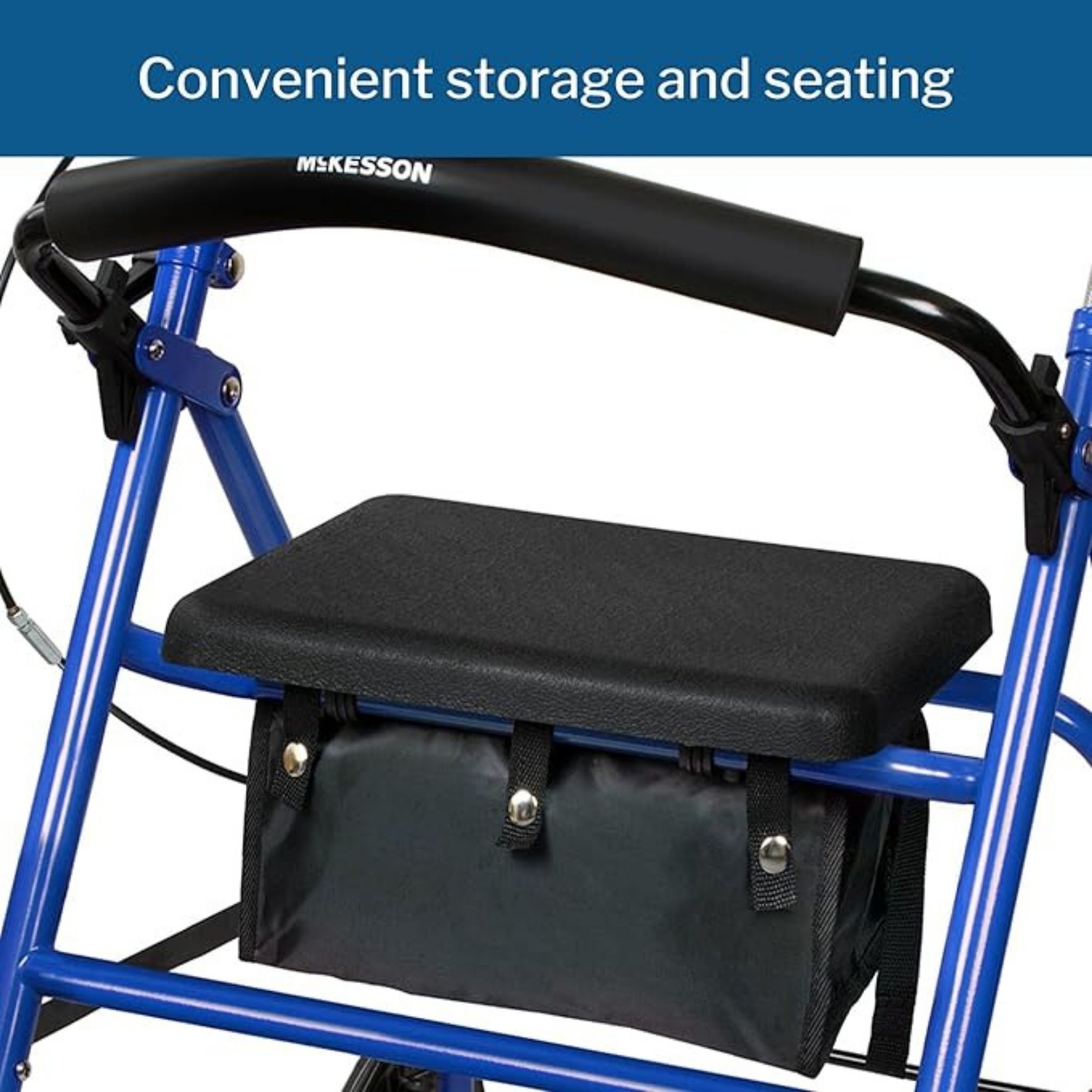 McKesson 4 Wheel Rollator Blue Folding Steel Frame, Count Of 1