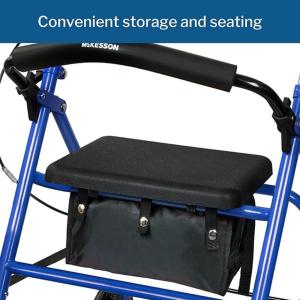 McKesson 4 Wheel Rollator Blue Folding Steel Frame, Count Of 1