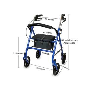McKesson 4 Wheel Rollator Blue Folding Steel Frame, Count Of 1