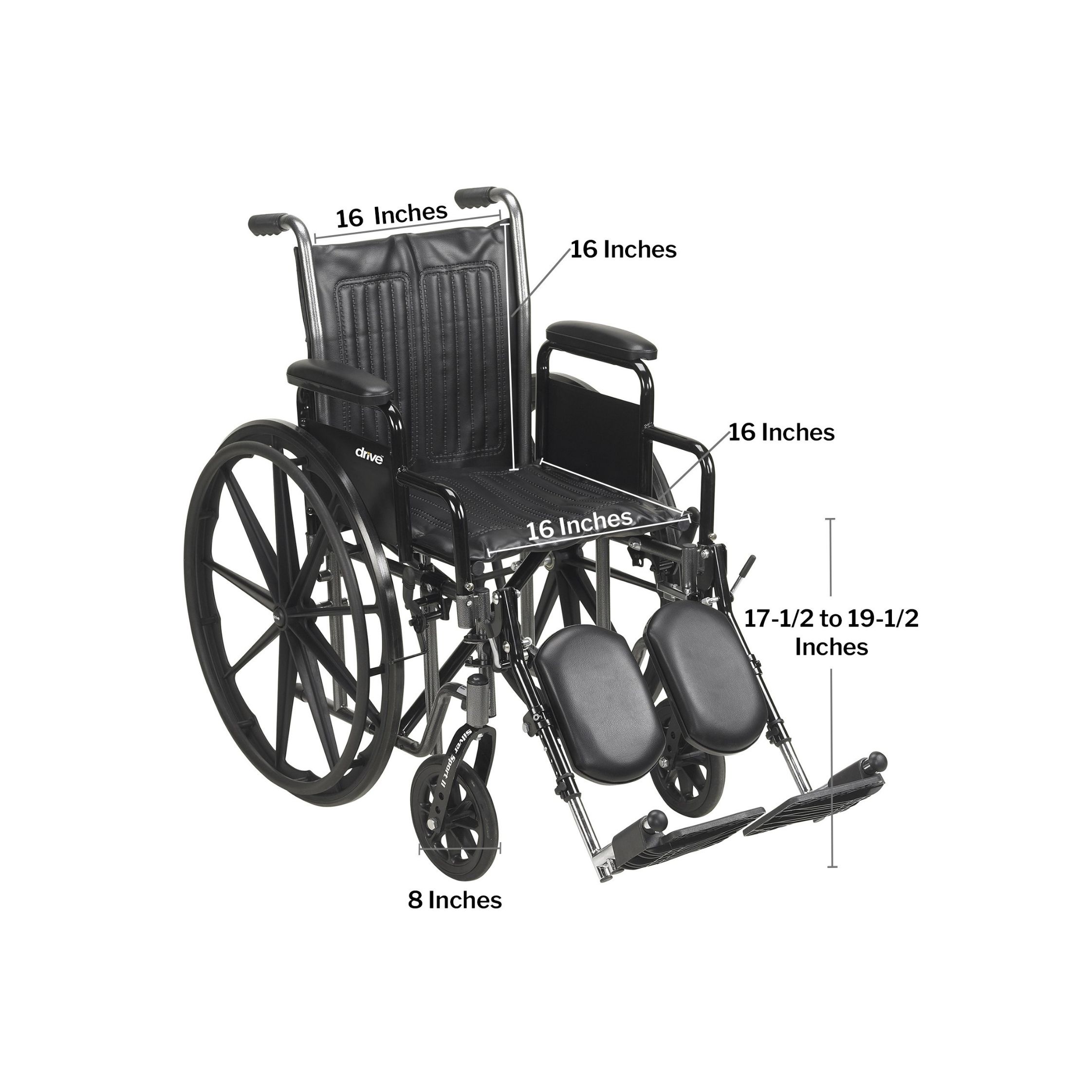 McKesson Wheelchair, 16 Inch Seat Width, 250 Lbs. Weight Capacity
