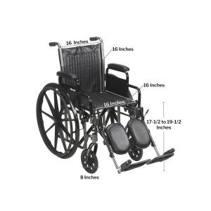 McKesson Wheelchair, 16 Inch Seat Width, 250 Lbs. Weight Capacity