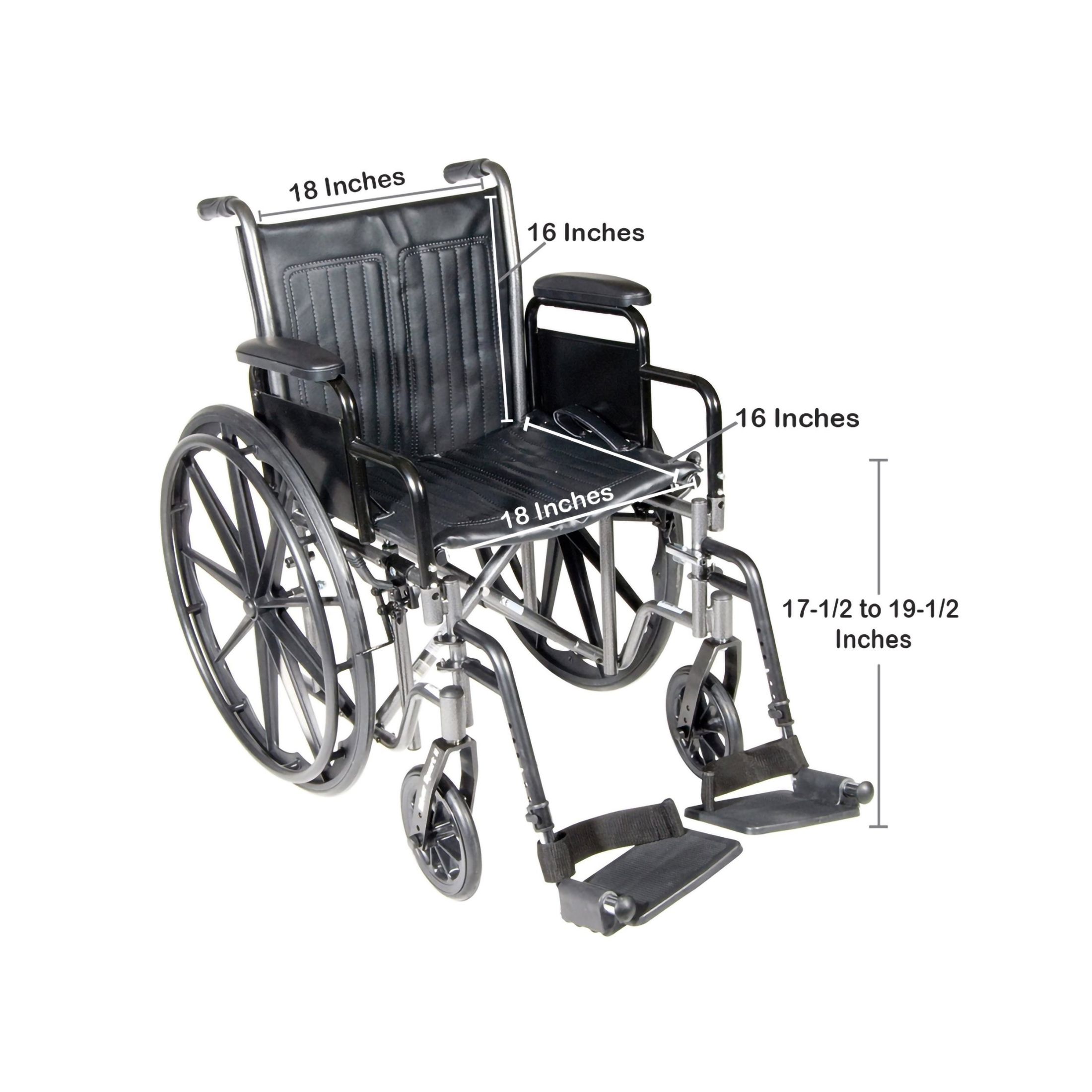 McKesson Wheelchair Dual Axle Desk Length Arm Swing-Away Elevating Legrest Black 18 Inch Seat Width Adult, Count Of 1