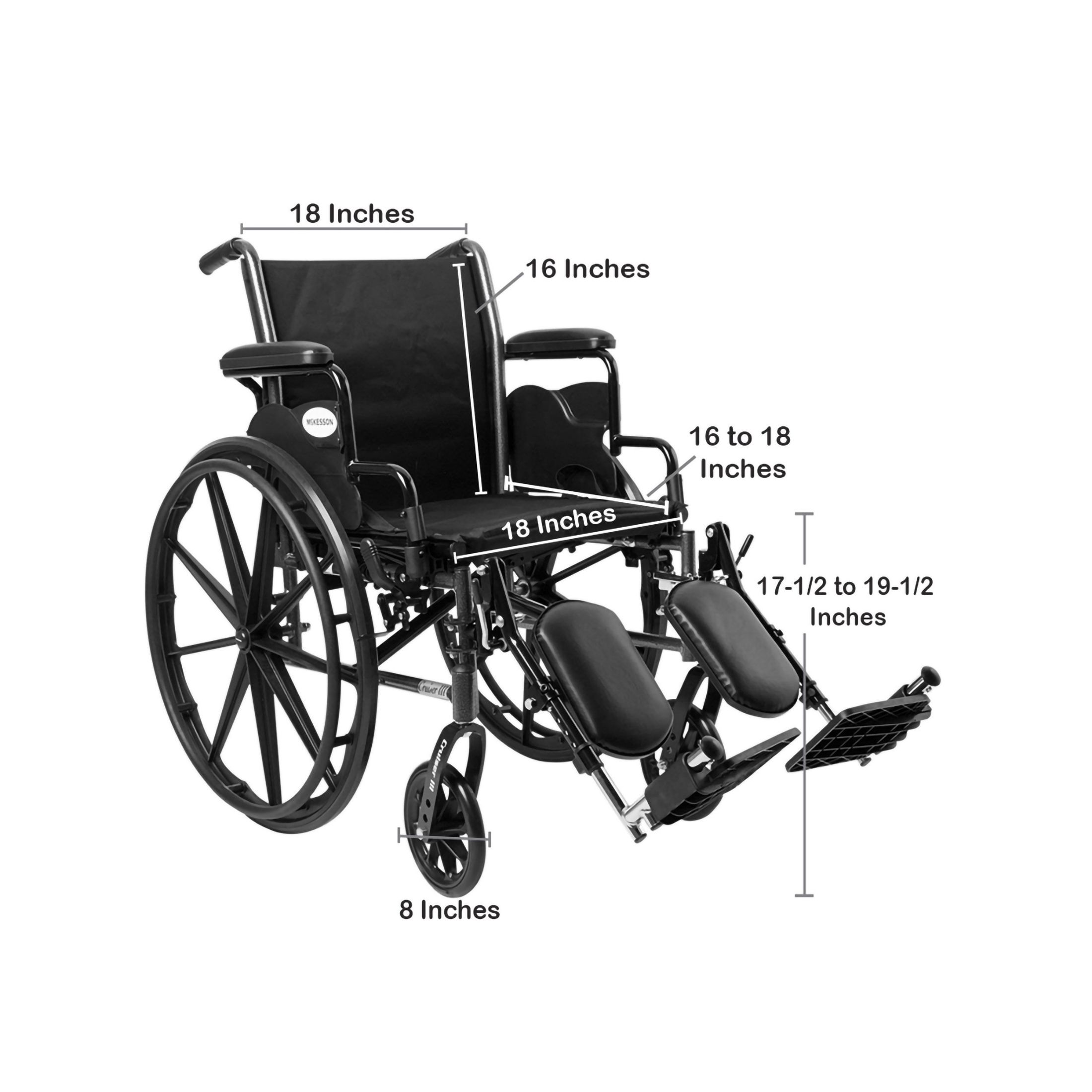 McKesson Lightweight Wheelchair Dual Axle Desk Length Arm Flip Back, Padded, Removable Arm Style Mag, Count Of 1