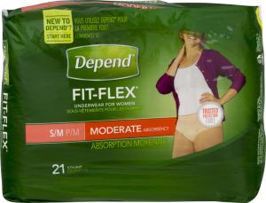 Depend FIT-FLEX Incontinence Underwear For Women, Moderate Absorbency, S/M