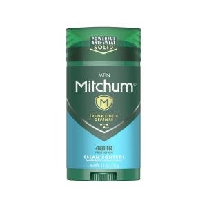 Mitchum Antiperspirant Deodorant Stick For Men, Triple Odor Defense Invisible Solid, 48 Hr Protection, Dermatologist Tested, Clean Control, 2.7 Oz