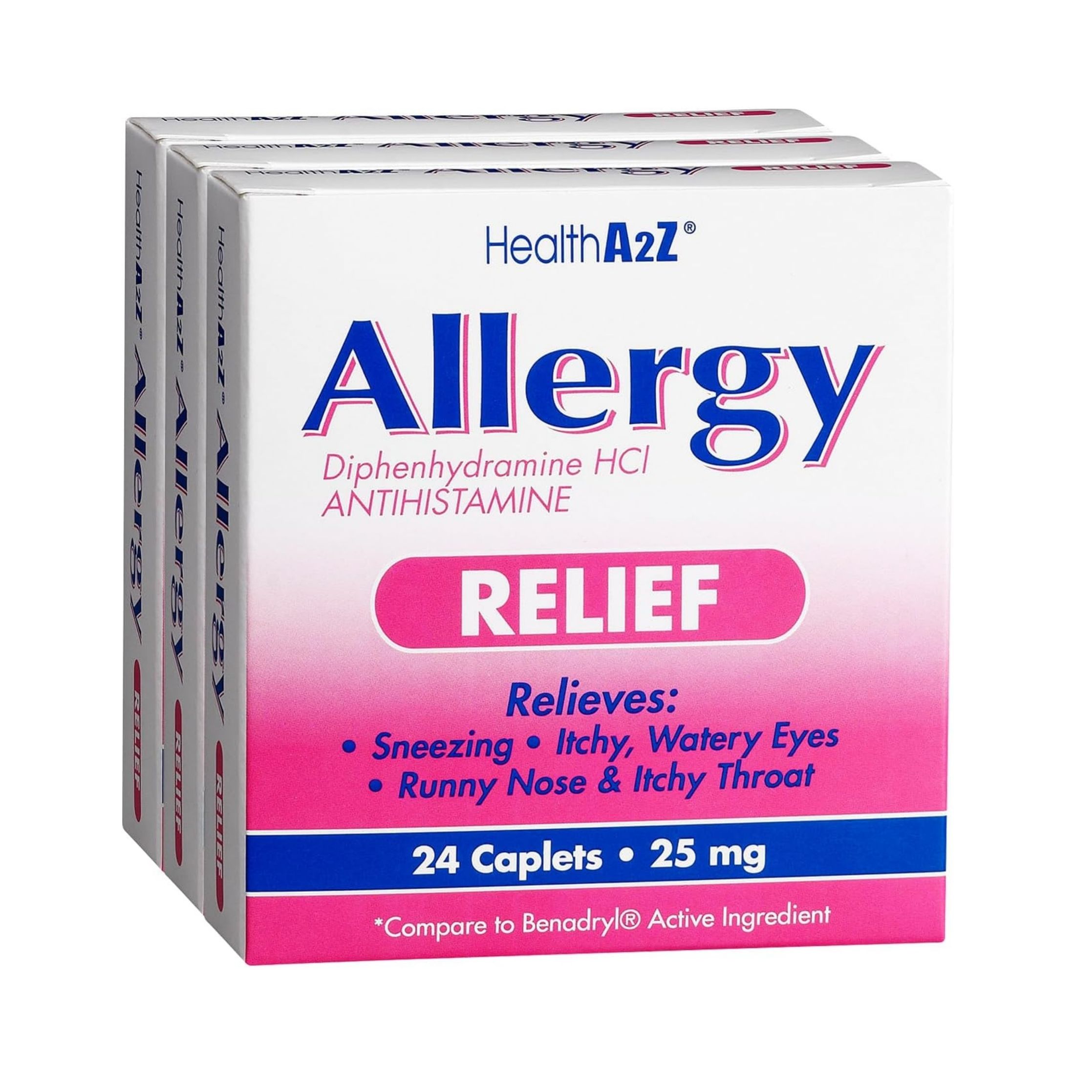 HealthA2Z A2 Antihistamine, Relief, Allergy, 25 Mg, Caplets