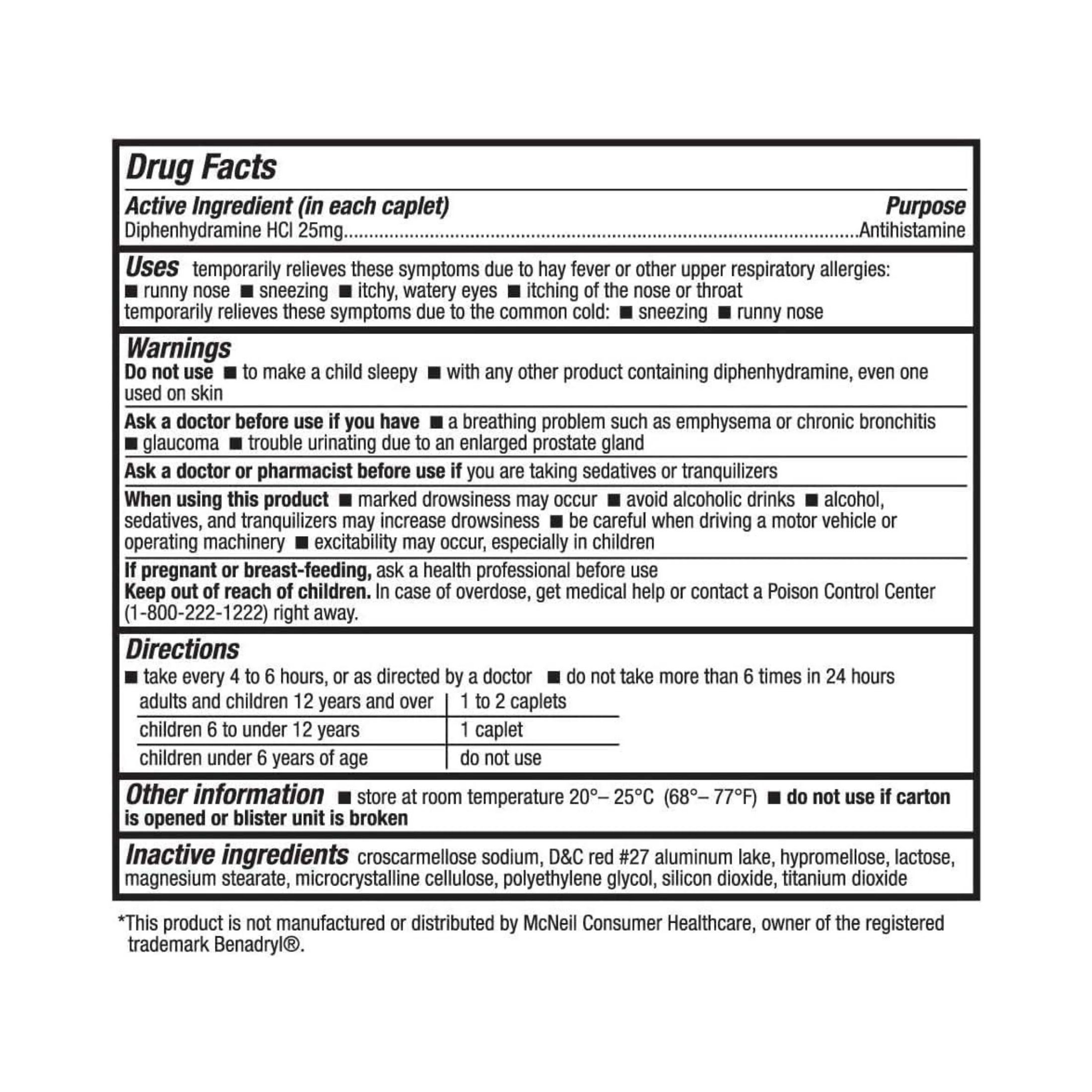 HealthA2Z A2 Antihistamine, Relief, Allergy, 25 Mg, Caplets