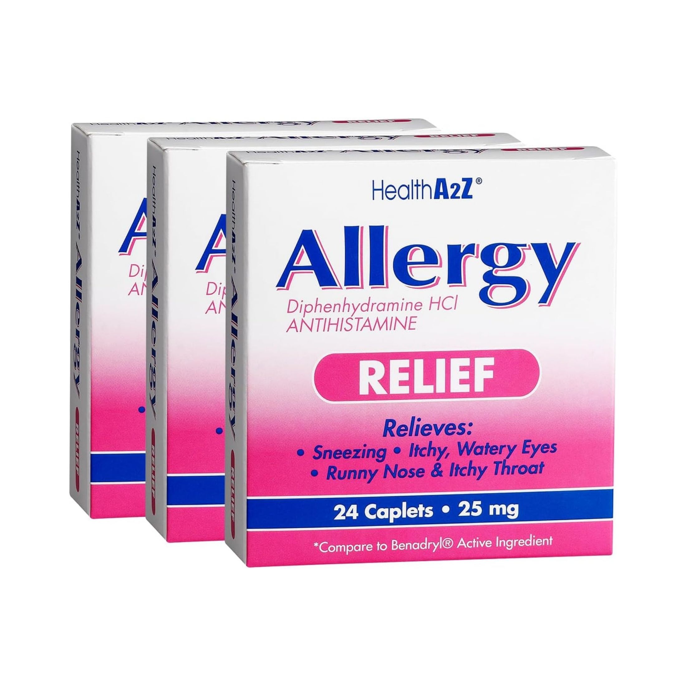 HealthA2Z A2 Antihistamine, Relief, Allergy, 25 Mg, Caplets