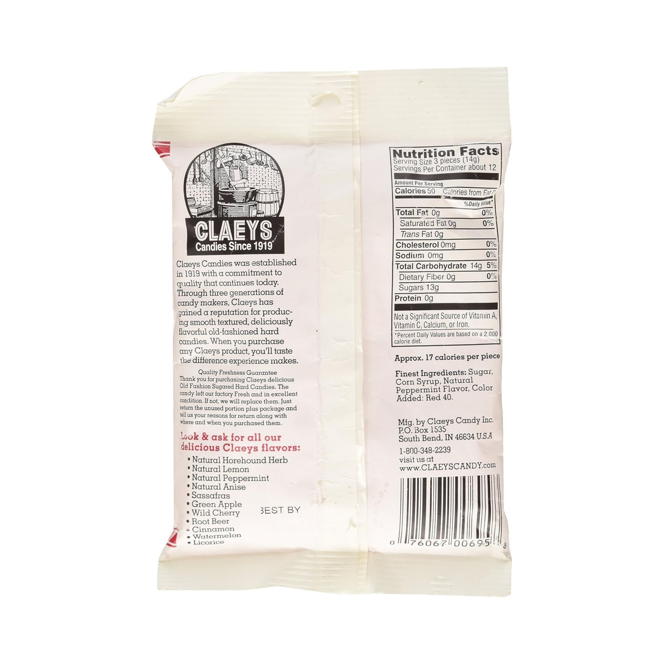 Claey's Peppermint Old Fashioned Hard Candies - 6 Ounce