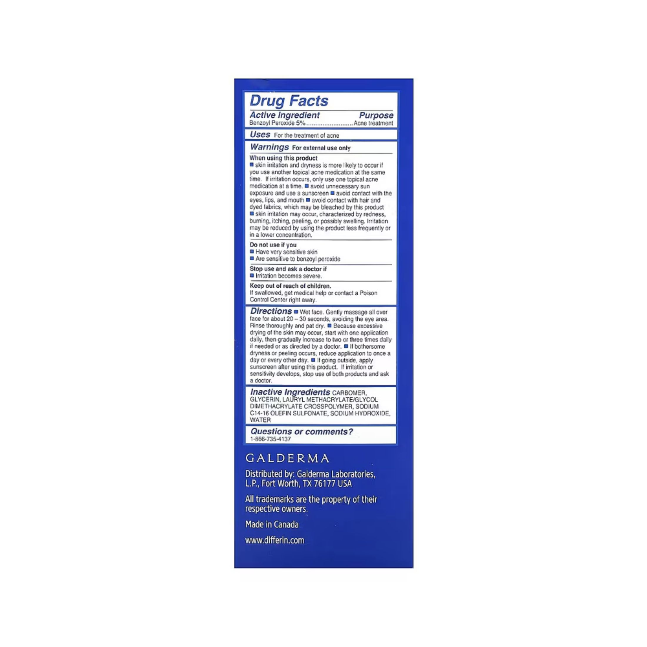 Differin Daily Deep Cleanser Acne Face Wash With 5% Benzoyl Peroxide