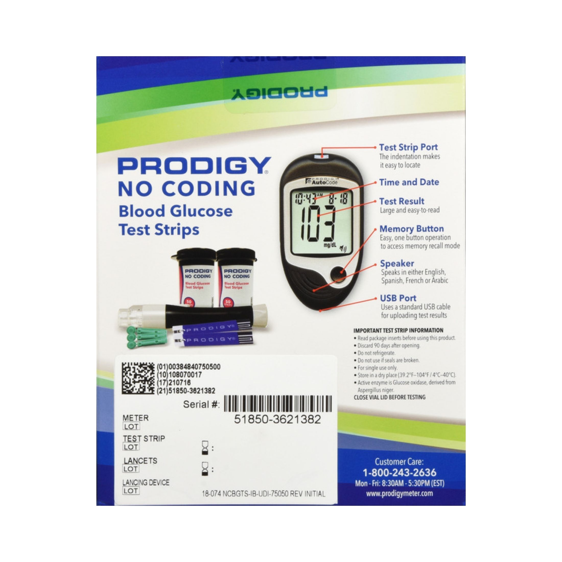 Prodigy Test Strips No Coading Blood Glucose With Meter