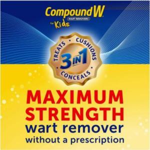 Compound W Wart Remover, One Step Strips, Maximum Strength, For Kids, Ages 3+, 10 Medicated Strips
