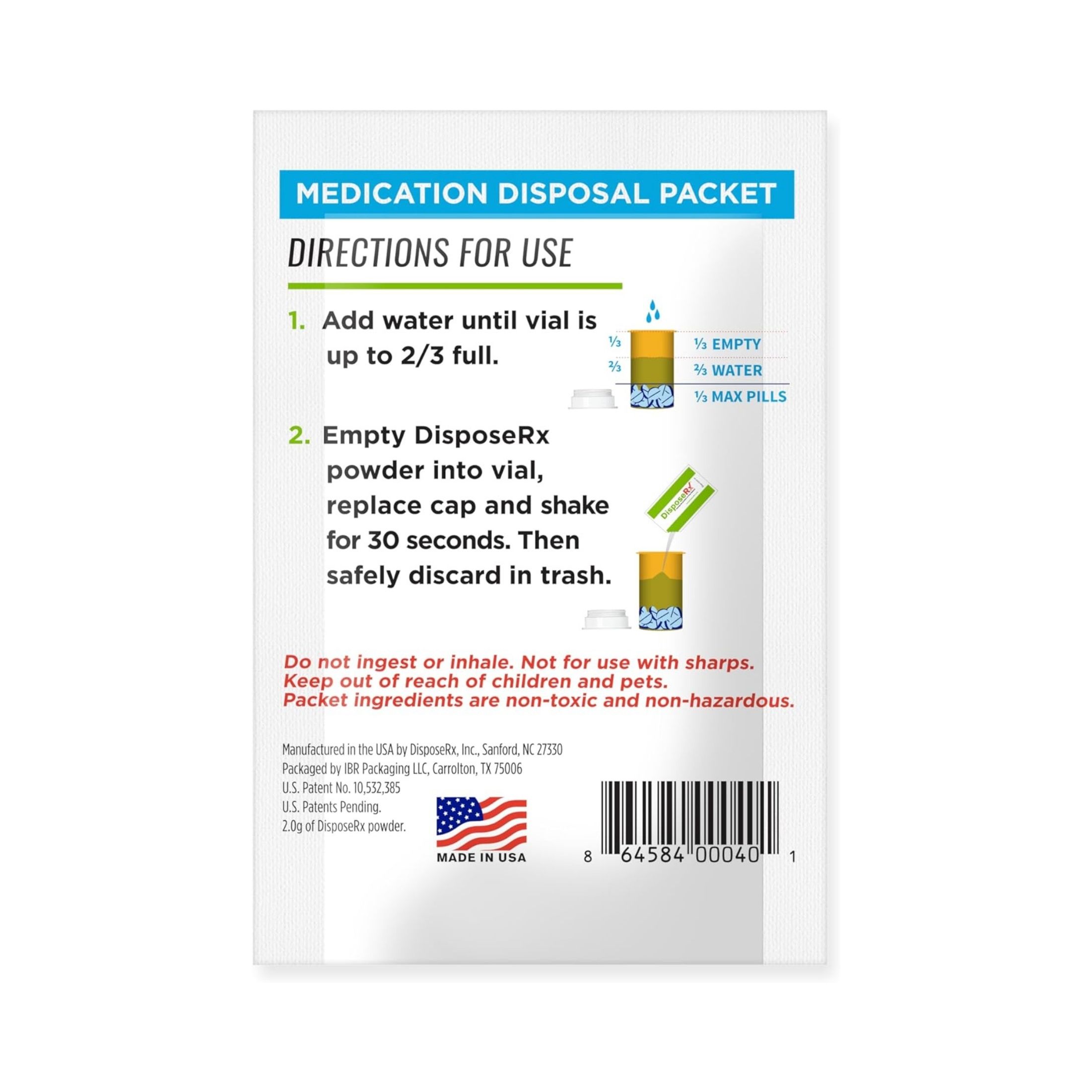 DisposeRX 25 Packets Rx - Solving The Problem Of Drug Disposal