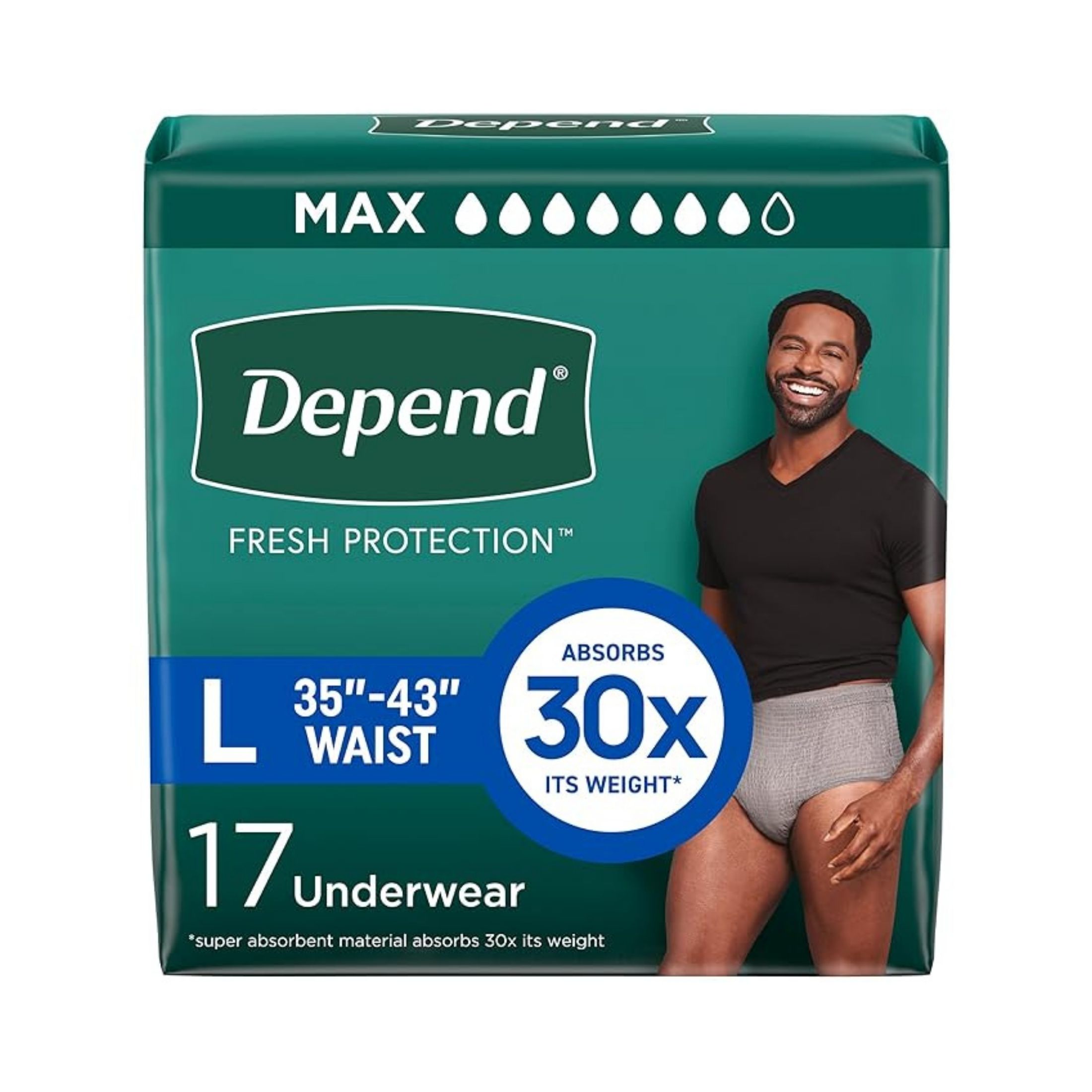 Depend FIT-FLEX Adult Incontinence Underwear For Men, Maximum Absorbency Large Grey