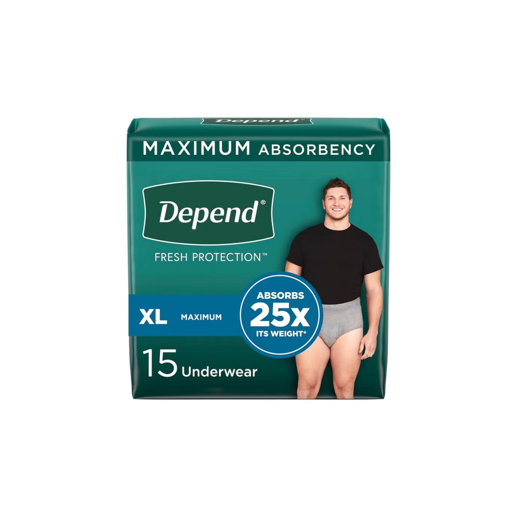 Depend FIT-FLEX Incontinence Underwear For Men, Maximum Absorbency, Disposable, XL, Grey