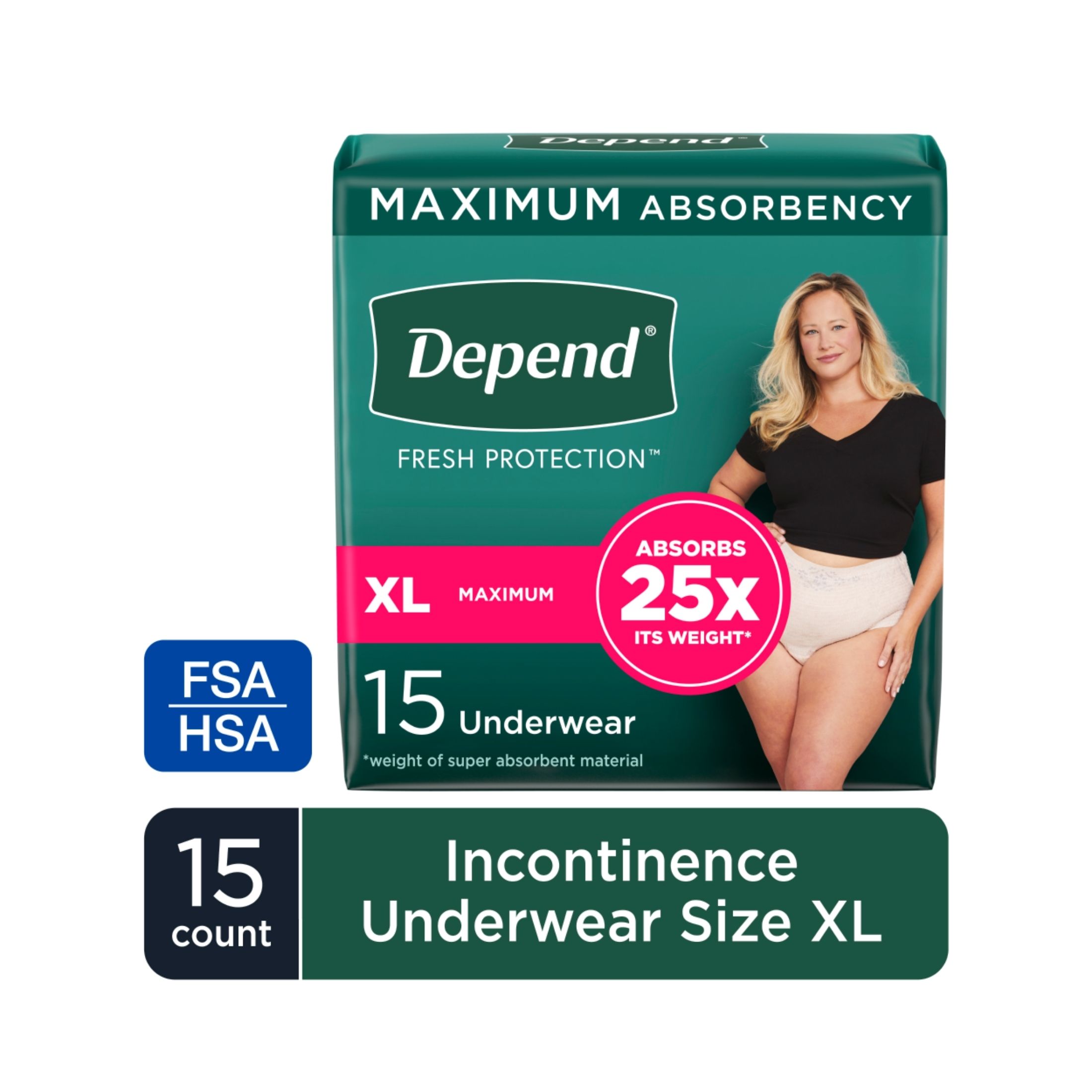 Depend Fit Flex Adult Incontinence Underwear For Women, Disposable, Maximum Absorbency, Extra Large, Blush
