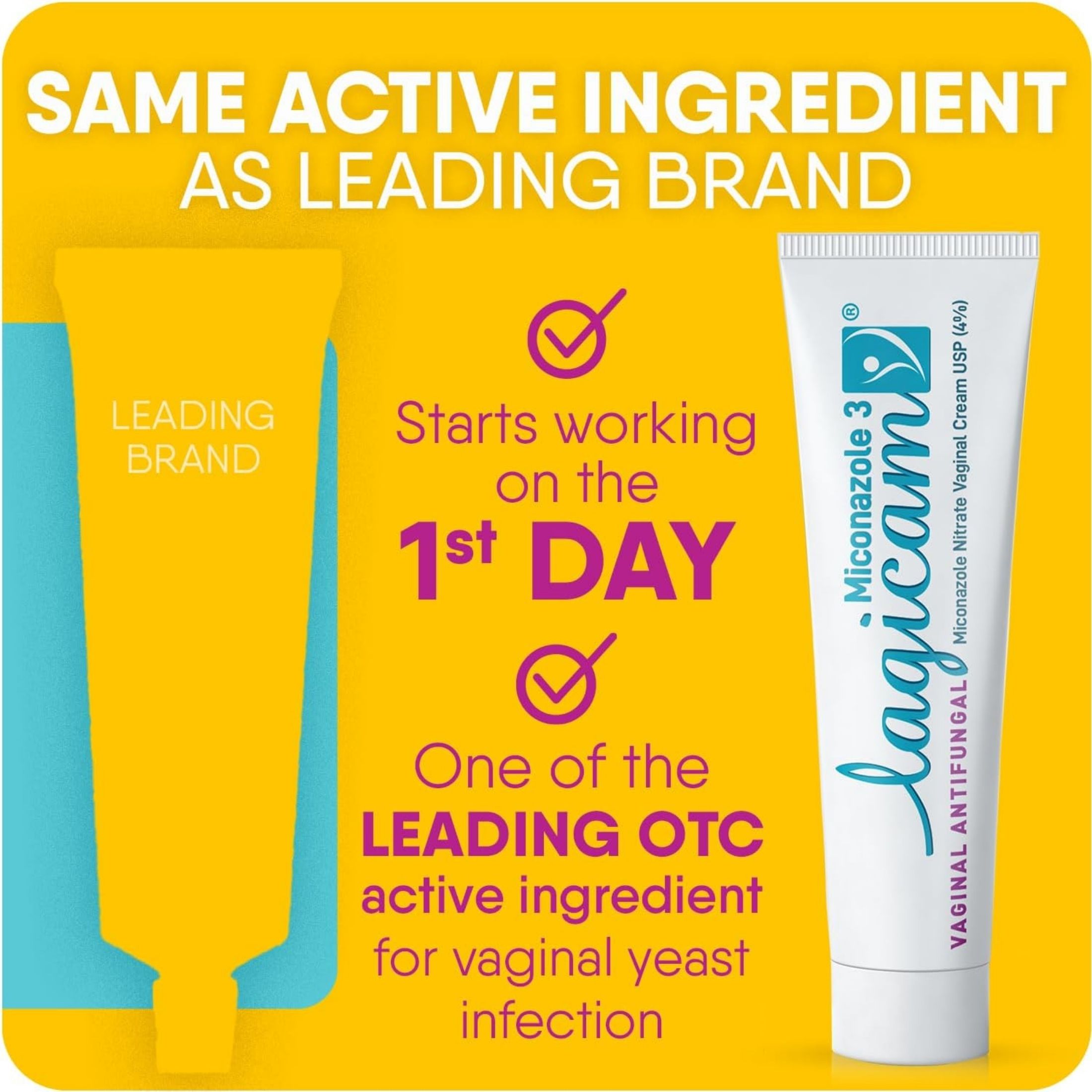 Lagicam Vaginal Antifungal, Miconazole 3, 200 Mg