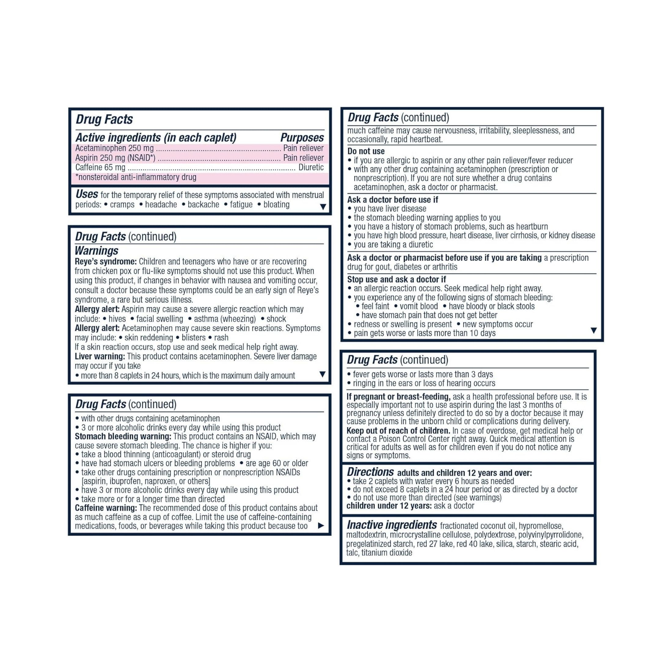 Pamprin Maximum Strength Max Formula Menstrual Pain Relief Caplets