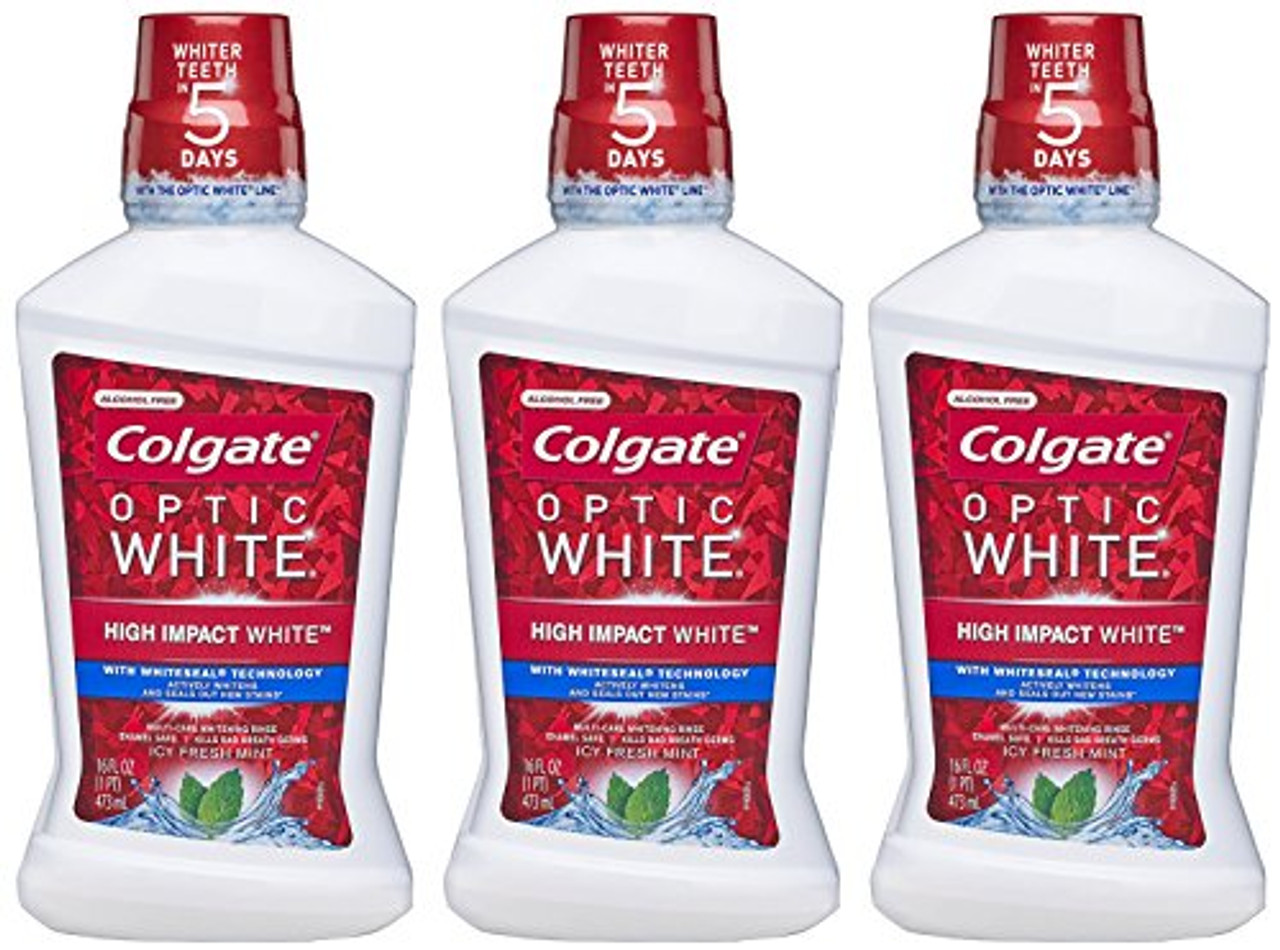 Colgate Optic White, Mouthwash, Whitening, Icy Fresh Mint, 16 Fl Oz