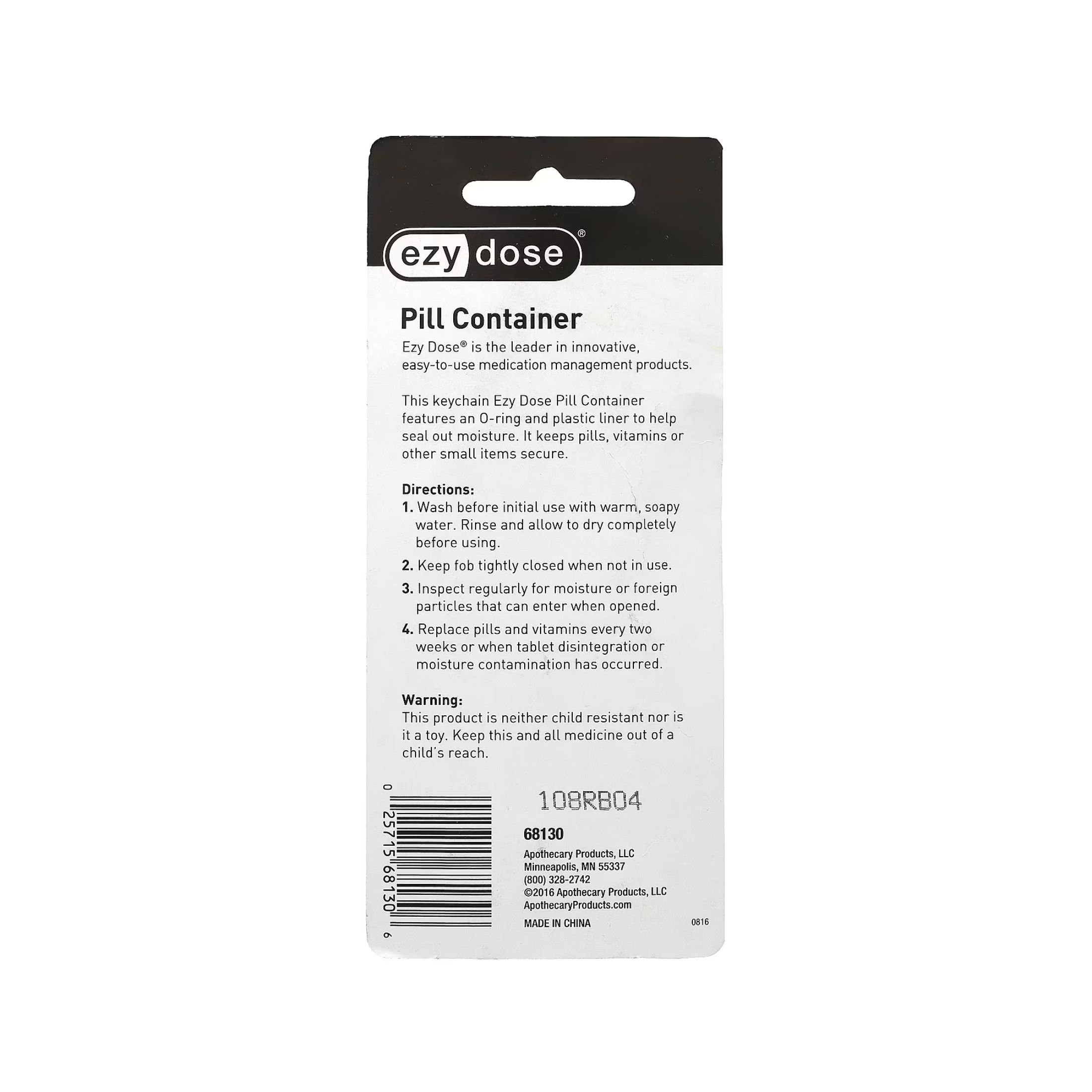 Ezy Dose XL Pill Container Keychain Fob