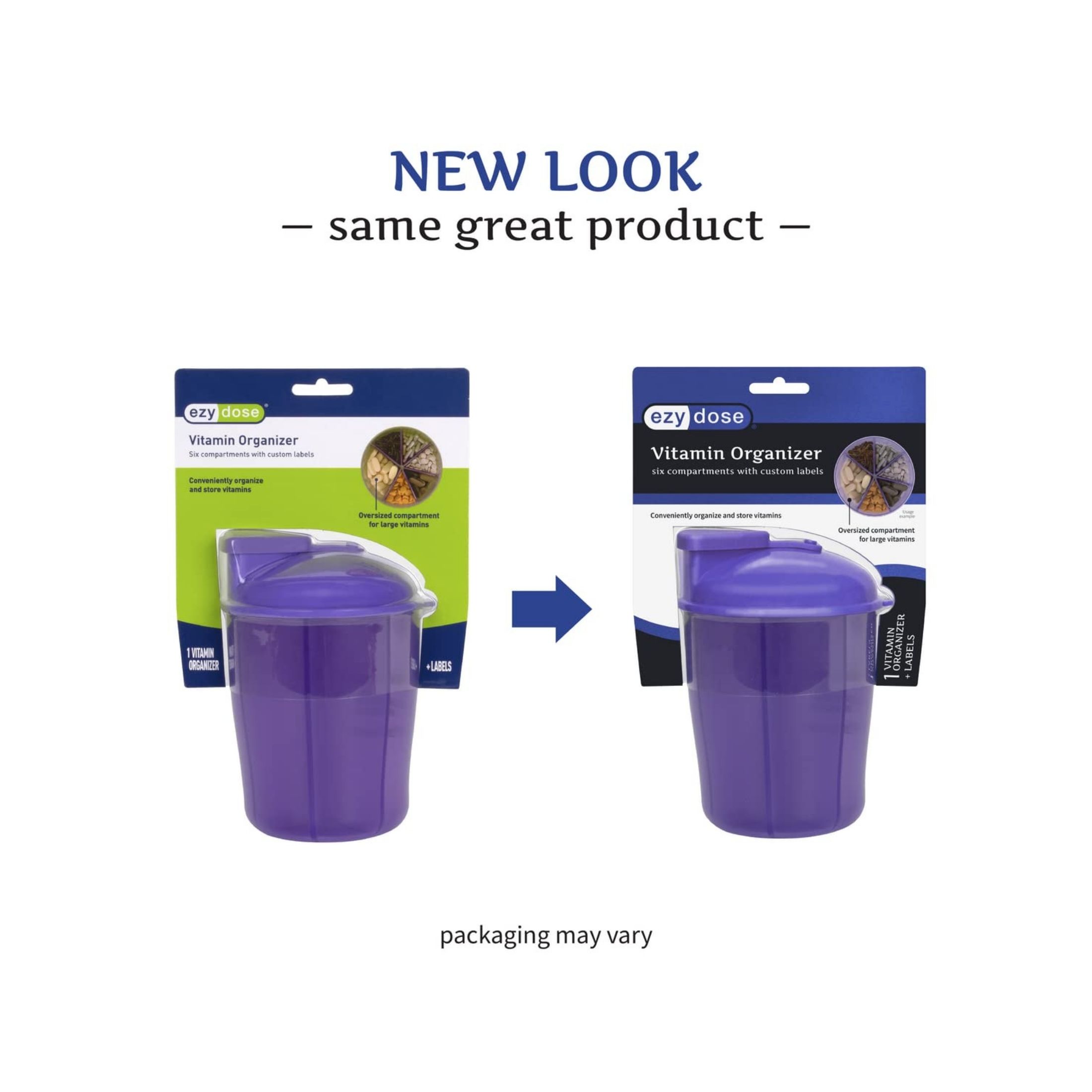 Acu-Life Ezy Dose Vitamin Organizer 6 Large Compartments For Monthly 30-Day Storage