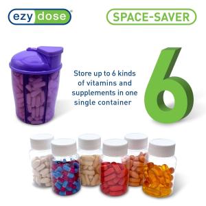 Acu-Life Ezy Dose Vitamin Organizer 6 Large Compartments For Monthly 30-Day Storage