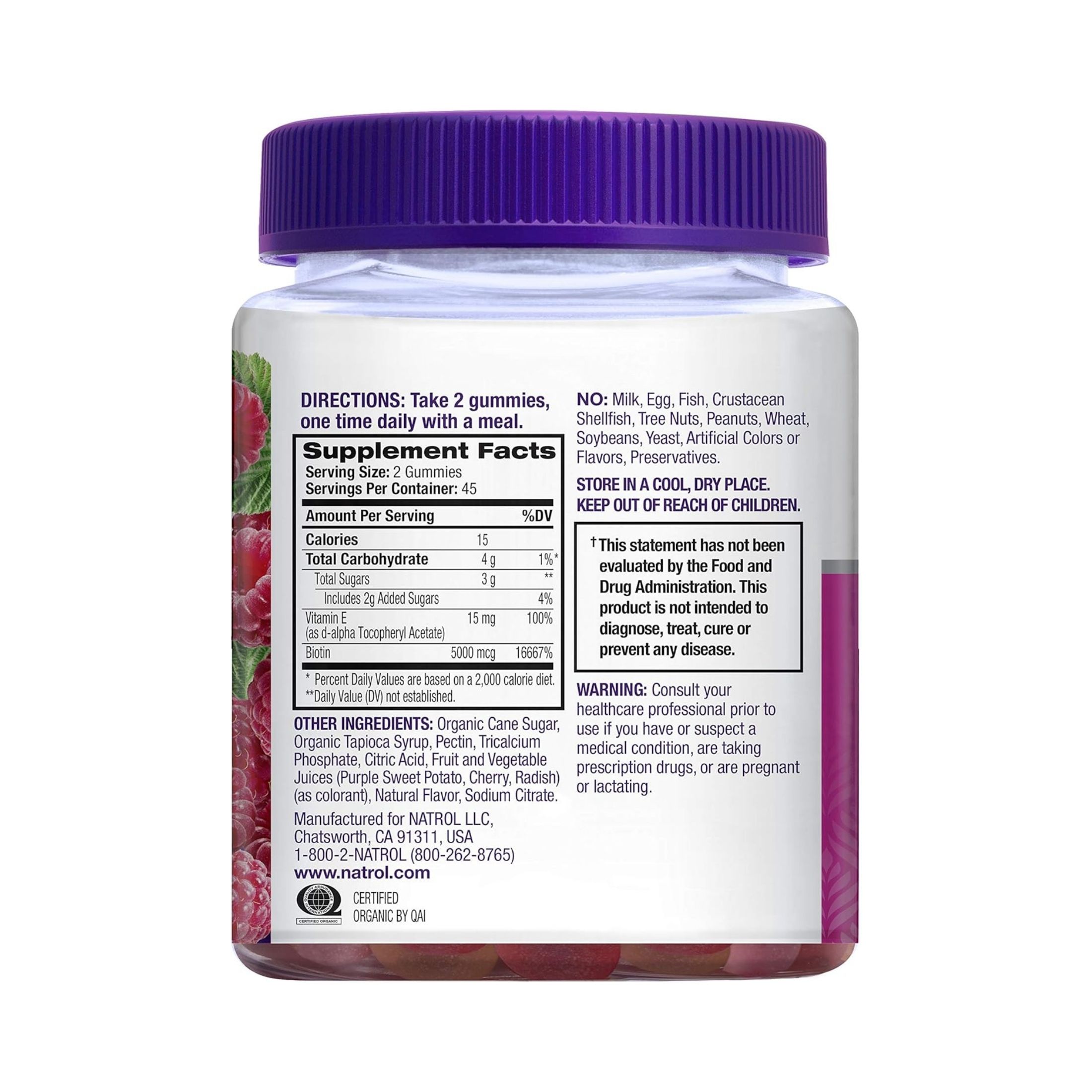 Natrol Hair, Skin & Nails, Gummies, Raspberry
