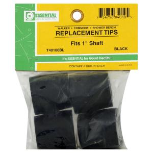 Essential Medical Supply Replacement Walker Commode Tips Black 1