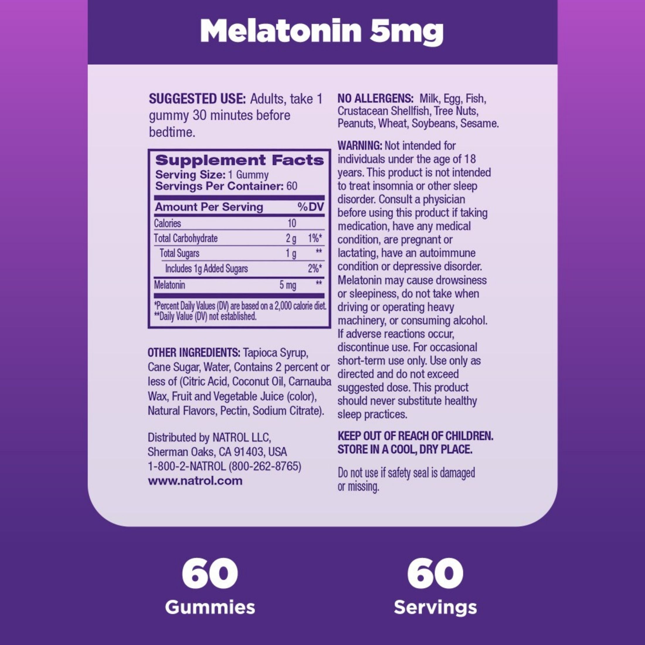 Natrol Melatonin 5 Mg Sleep Aid Gummies, Strawberry